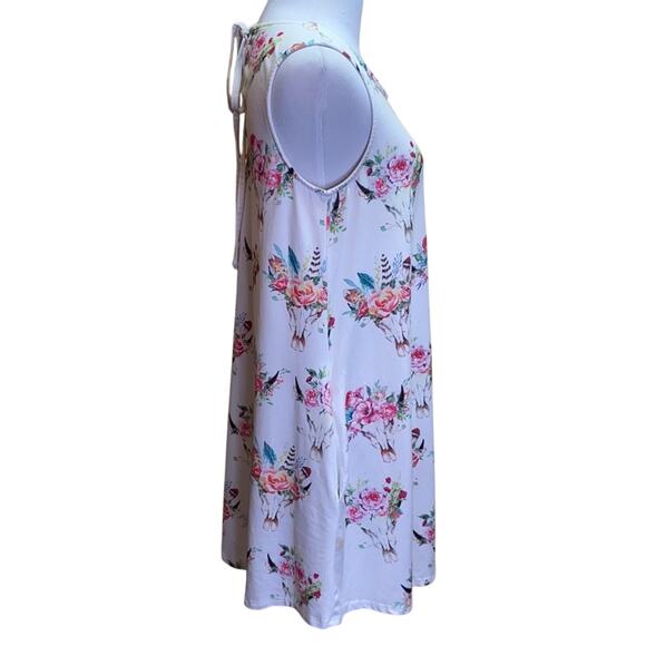 P.S. Kate Longhorn Steer Bull Floral Feather Boho Western Dress Small - Picture 8 of 10